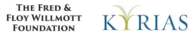 Logo for The Fred & Floy Willmott Foundation and KYRIAS, with the word KYRIAS stylized and featuring a green plant-like graphic above the Y.