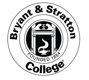 Bryant & Stratton College circular logo featuring a central illustration of a lamp of knowledge.