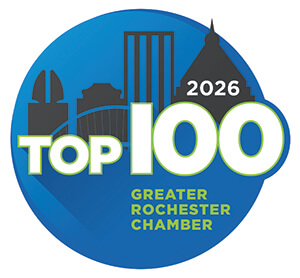 Greater Rochester Chamber Top 100 2026 award logo featuring a city skyline silhouette.